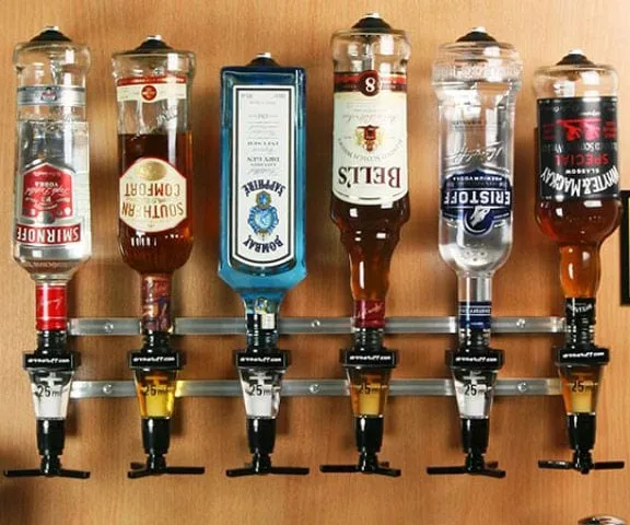 6 Bottle Wall Bar Liquor Dispensers