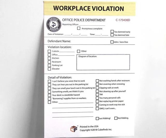 Workplace Violation Sticky Notes