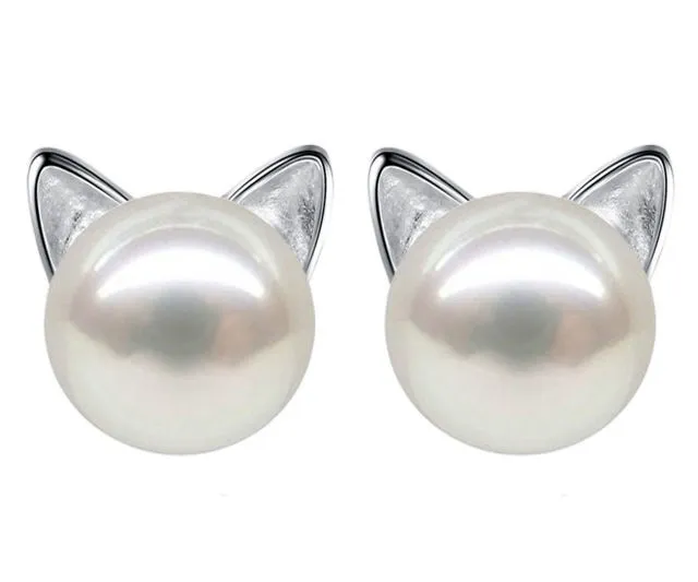 Playful Sterling Silver Cat Earrings