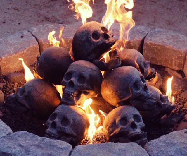 Spook Up Your Fireplace with Human Skull Logs