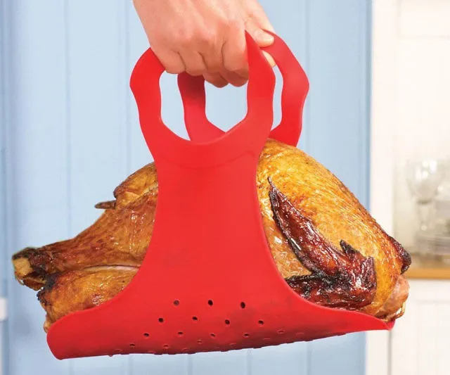 Safely Carry Your Turkey: Heat-Resistant Silicone Lifter