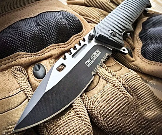 Spring Assisted Sawback Tactical Bowie Knife