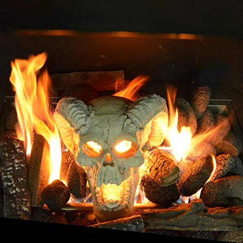 Fireplace Skull Gas Log