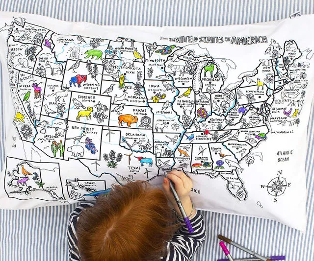 US Map Color In Pillowcase