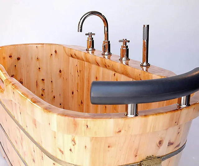 Rustic Freestanding Wooden Bathtub