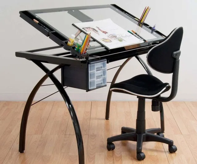 Glass Top Drafting Table