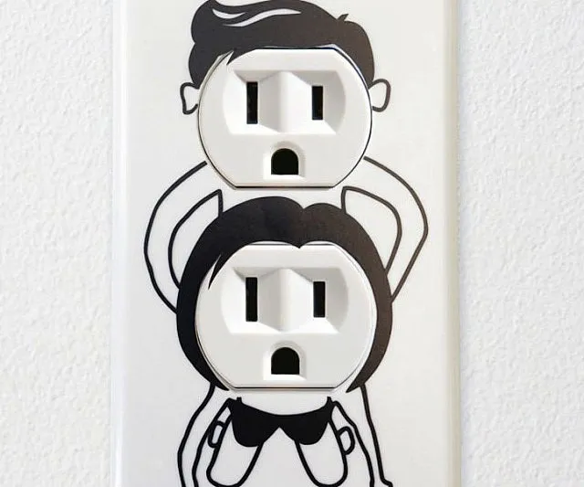 Naughty Outlet Cover Decals