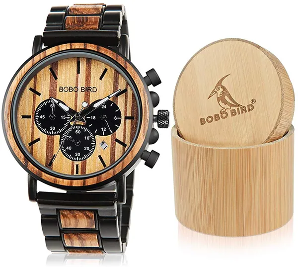 BOBO BIRD Wood & Steel Wristwatch