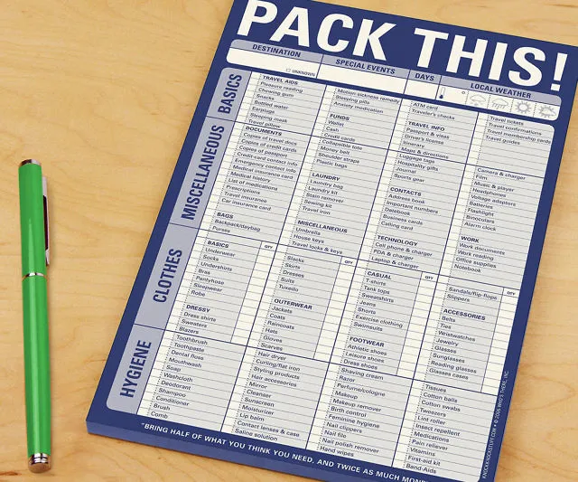 Travel Made Easy with the PACK THIS! Checklist Notepad