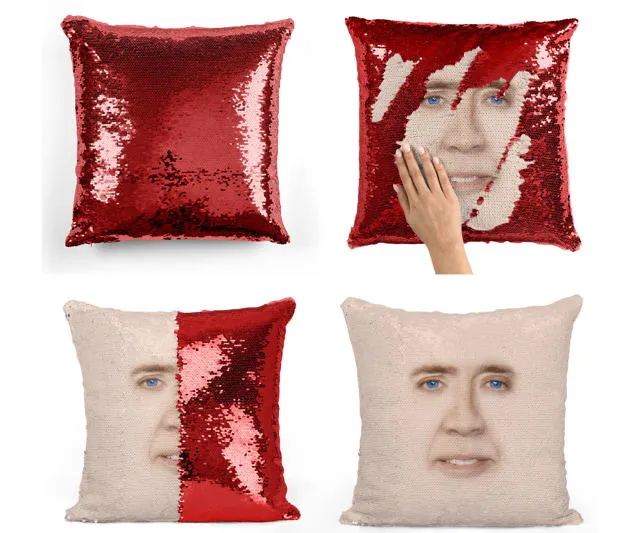 Nicolas Cage Sequin Pillow Cover