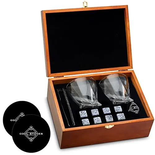 Whiskey Glass Wooden Gift Set