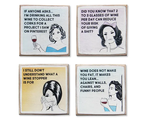 Funny Wine Coasters and Holder