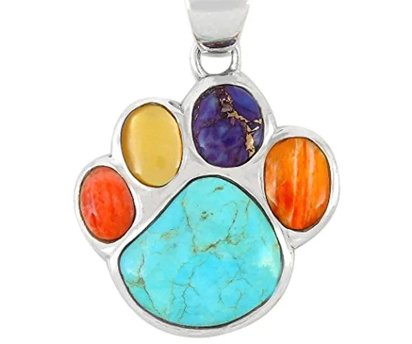 Gemstone Dog Paw Pendant Necklace