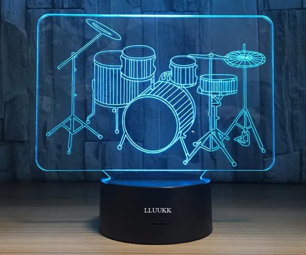 Drummers' Dream: 3D Drumset Night Light for Peaceful Sleep